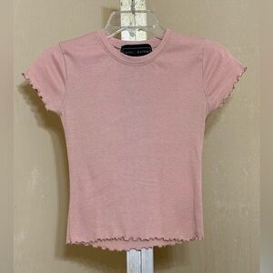 POLLY&ESTHER RIBBED CREW NECK SHORT SLEEVE TEE SZ SMALL